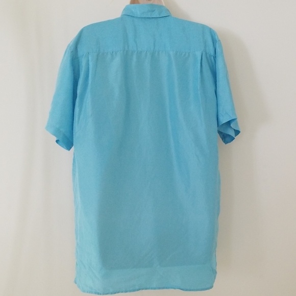 Cedars Sport Silk Light Blue Short Sleeve Blouse - Picture 3 of 8